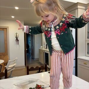 Bobo Choses Red and Cream Striped Knit Kids Pants